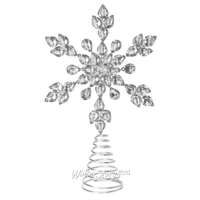 Верхушка на елку Снежинка Вискарди 26 см серебряная Koopman