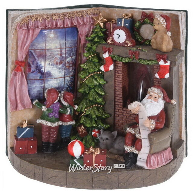 Светящаяся композиция Санта у камина - В ожидании новогоднего чуда 31*25 см Koopman