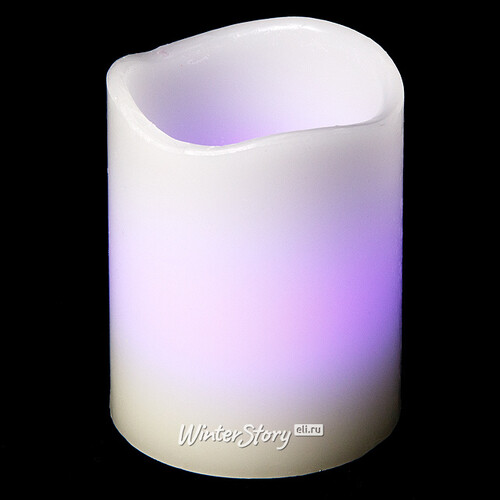 Светильник свеча восковая Радуга с мерцающим пламенем 7*5 см RGB лампа на батарейках, таймер Koopman