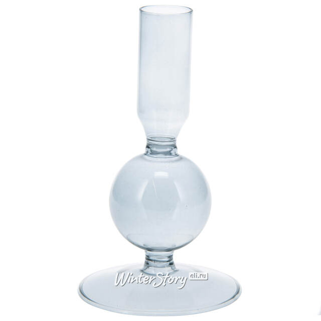 Стеклянный подсвечник Del Vetro - Arosa 14*8 см серо-голубой Koopman