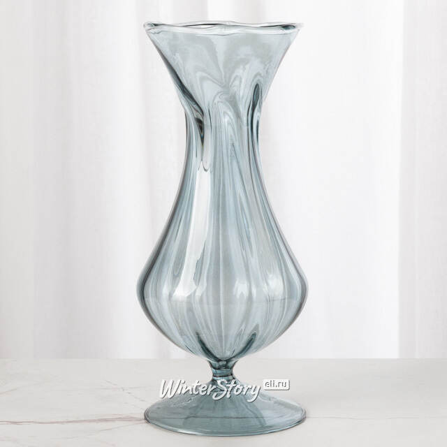 Стеклянная ваза Del Vetro - Arosa 19 см серо-голубая Koopman
