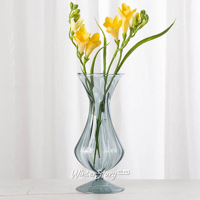 Стеклянная ваза Del Vetro - Arosa 19 см серо-голубая Koopman