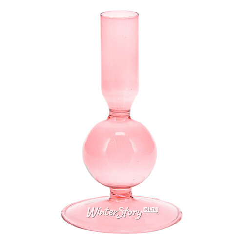 Стеклянный подсвечник Del Vetro - Belluno 14*8 см розовый Koopman