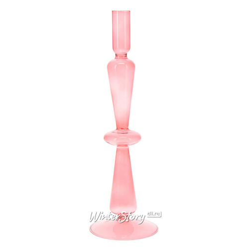 Стеклянный подсвечник Del Vetro - Belluno 22*8 см розовый Koopman