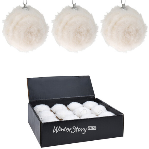 Набор елочных шаров Fluffy Snowballs 8 см, 12 шт Koopman