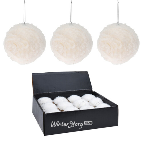 Набор елочных шаров Fluffy Snowballs 12 см, 12 шт Koopman
