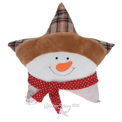 Декоративная подушка-звезда Снеговичок 40 см Koopman
