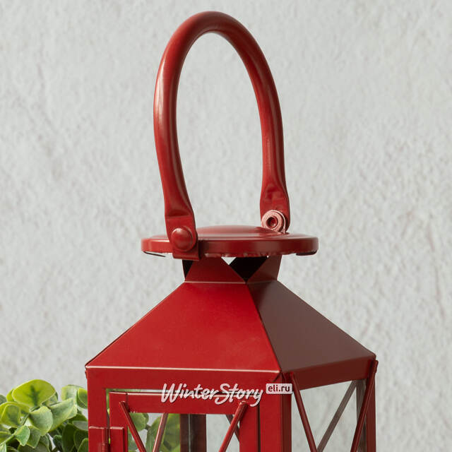 Металлический подсвечник фонарь Blumberg 23 см красный Koopman