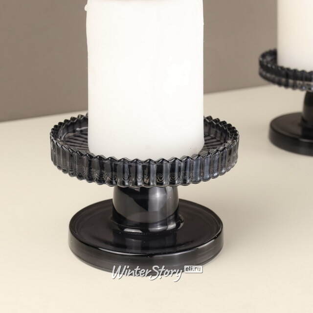 Стеклянный подсвечник Flosso 10 см черный Koopman