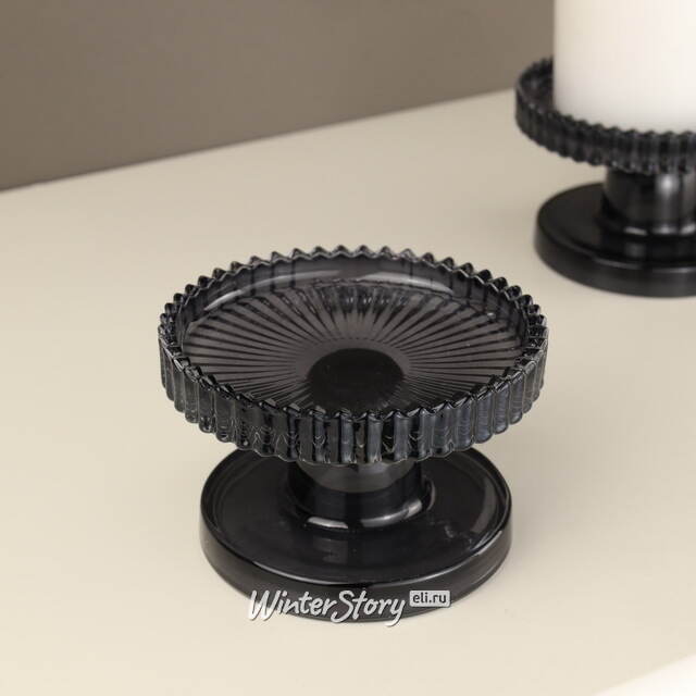 Стеклянный подсвечник Flosso 10 см черный Koopman