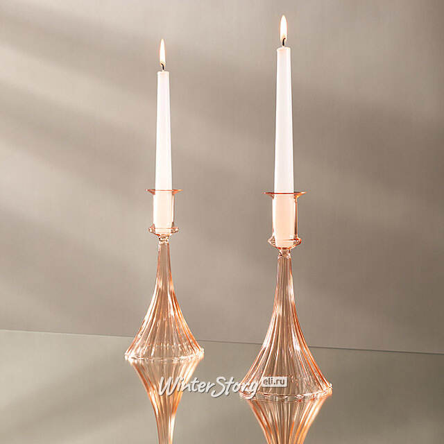 Стеклянный подсвечник на одну свечу Румба 22 см персиковый Koopman