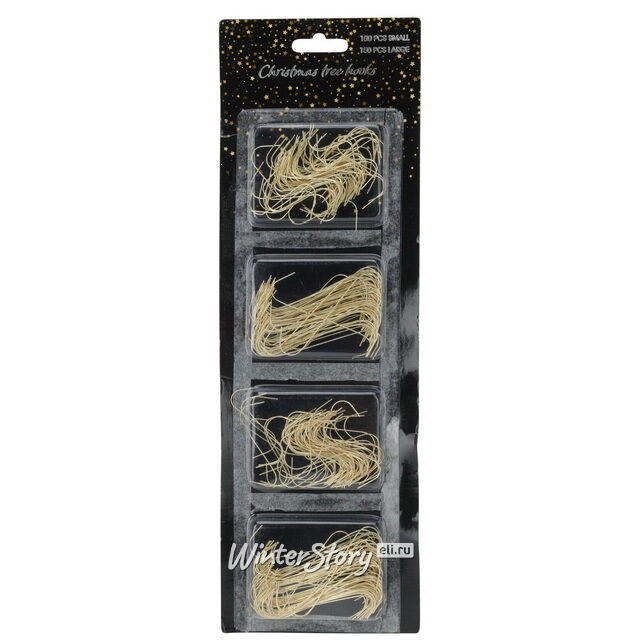 Крючки для елочных игрушек 300 шт, золотые Koopman