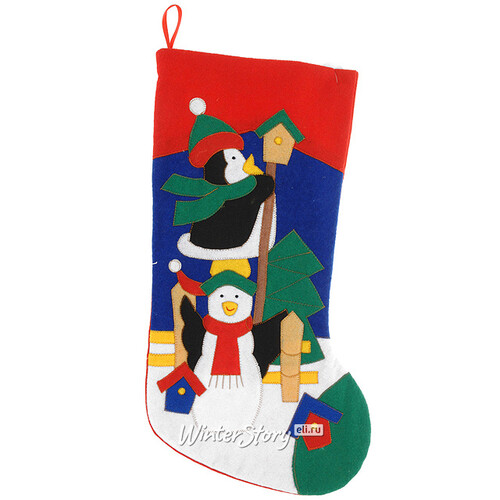 Новогодний носок Веселая Аппликация - Пингвины 53 см Koopman