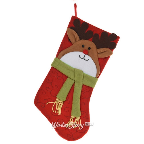 Новогодний носок Олень в шарфе 45 см Koopman