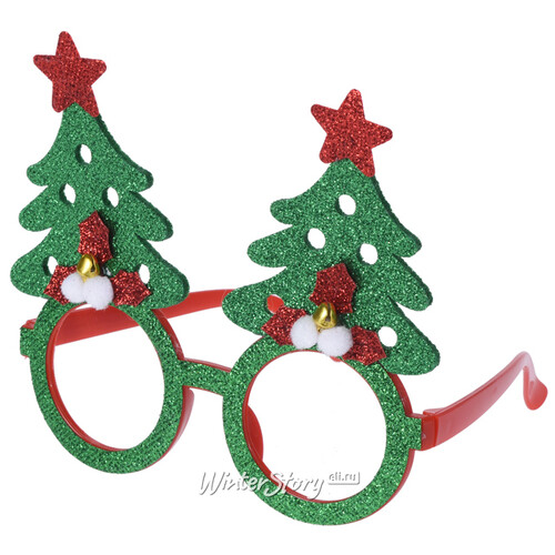 Новогодние очки Стильные Елочки 16 см зеленые Koopman