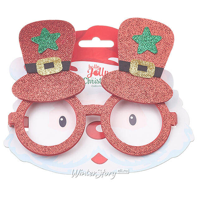 Новогодние очки Стильные Шляпы 16 см красные Koopman