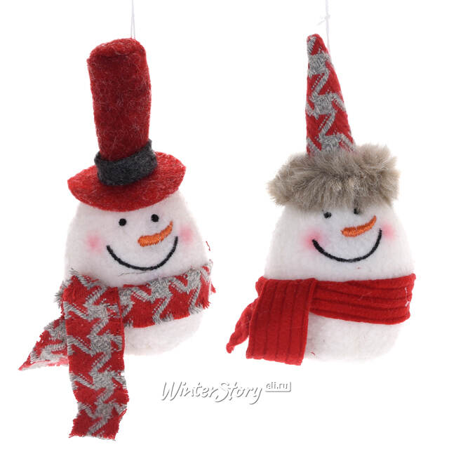 Елочная игрушка Снеговик в красном цилиндре 16 см, подвеска Koopman