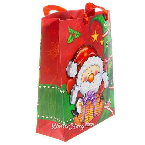 Пакет для подарков 3D "Санта на пороге", бумажный, 32*26*10 см Koopman
