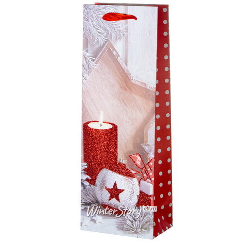 Пакет под бутылку Новогодний Кантри: Свеча и шарики Koopman