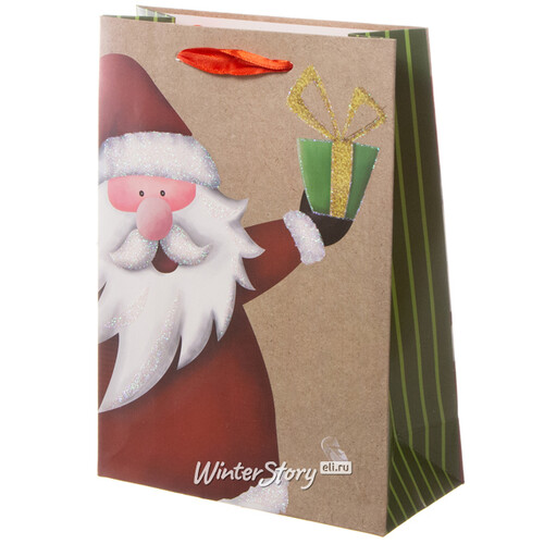 Пакет для подарков Новогодний Переполох: Санта с подарочком 24*18 см Koopman