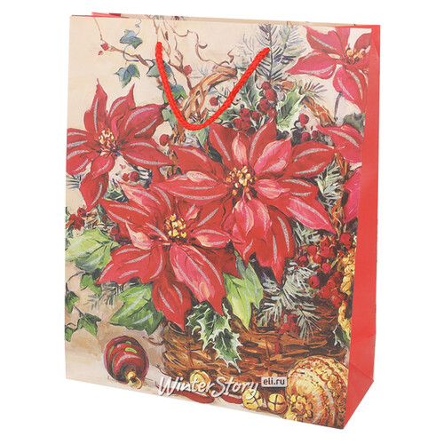 Подарочный пакет Noel de Luxe - Рождественские цветы 24*18 см Koopman
