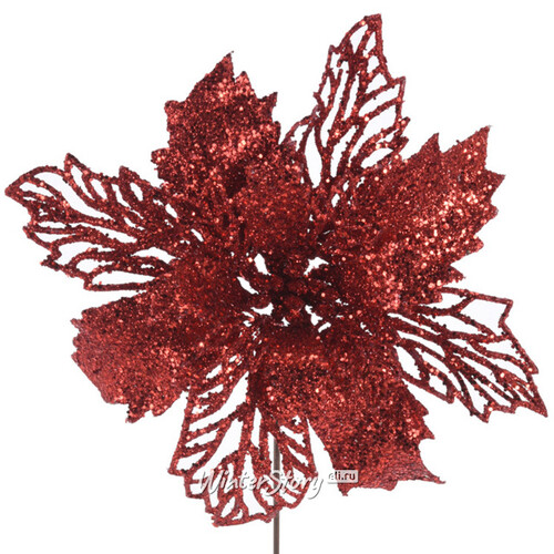 Искусственная пуансеттия на стебле Fleur Delacour 23*14 см рубиновая Koopman