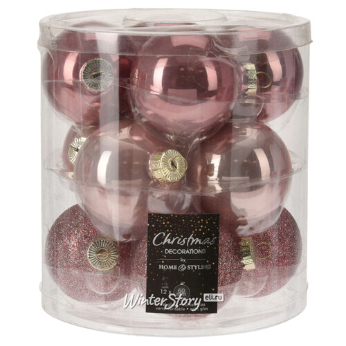 Набор стеклянных шаров Розовый Опал 6 см, 12 шт Koopman