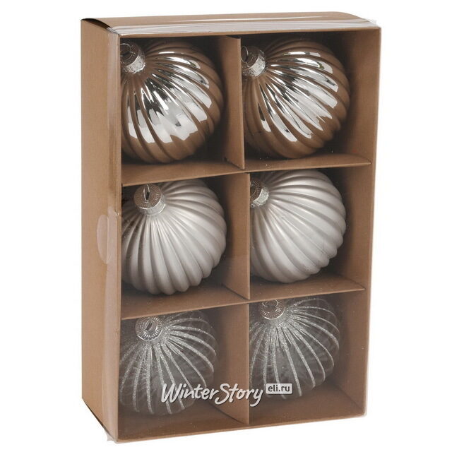 Набор стеклянных шаров Silver Glance 8 см, 6 шт Koopman
