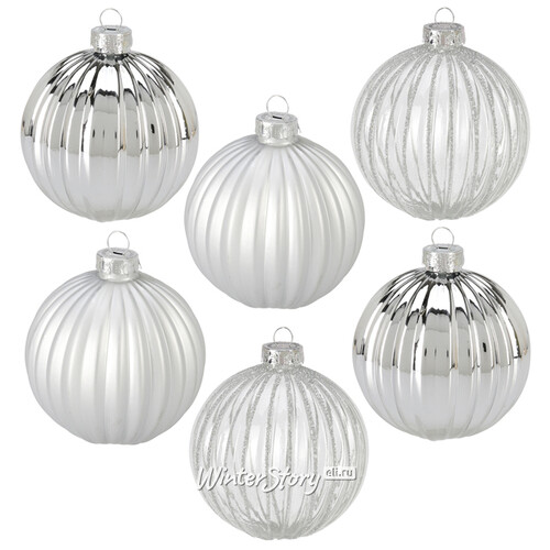 Набор стеклянных шаров Silver Glance 8 см, 6 шт Koopman