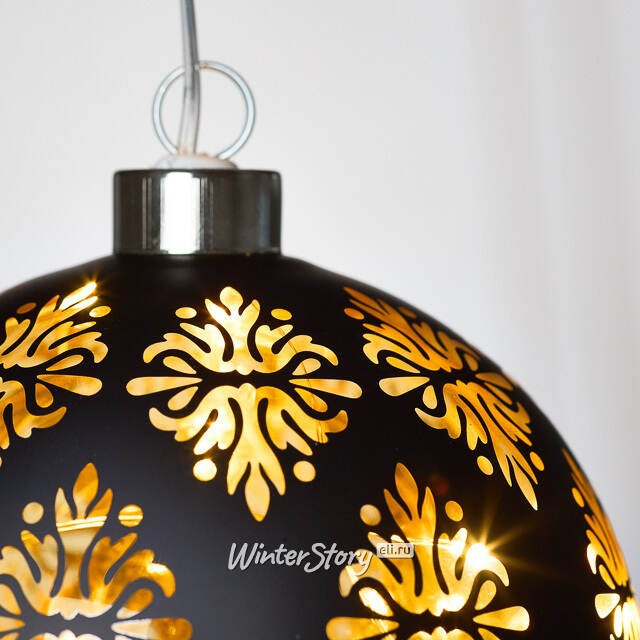 Светящийся елочный шар Гримм 12 см, теплые белые LED, на батарейках Koopman