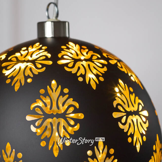 Светящийся елочный шар Гримм 15 см, теплые белые LED, на батарейках Koopman