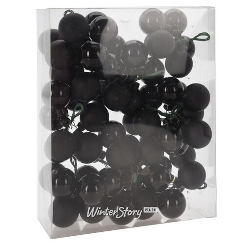 Гроздь стеклянных шаров на проволоке 3 см черный mix, 6 шт Koopman