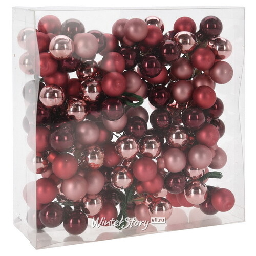 Гроздь стеклянных шаров на проволоке Crimson Sunset 2 см, 12 шт Koopman