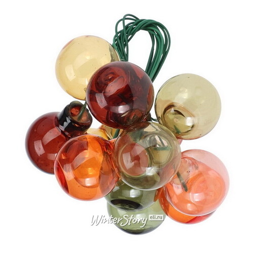 Гроздь стеклянных шаров на проволоке Woodland 2 см, 12 шт Koopman