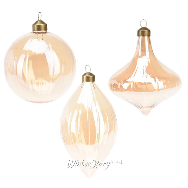 Набор стеклянных елочных игрушек Нежные Мечты 10-16 см, 12 шт, подвеска Koopman