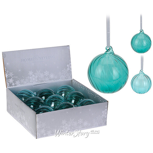 Набор стеклянных шаров "Морская глубина", 10 см, 9 шт Koopman