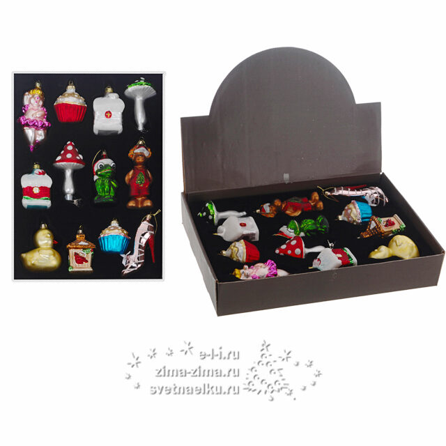 Набор елочных игрушек Детская Фантазия, 12 шт, стекло, подвеска Koopman