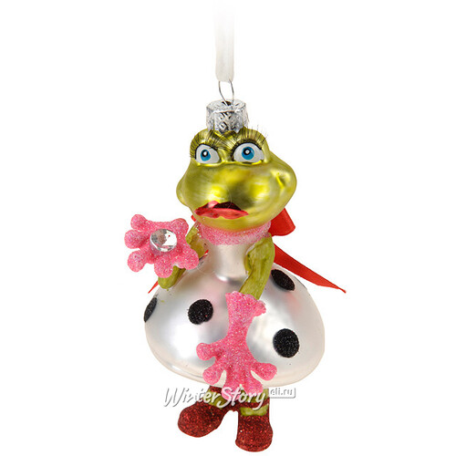 Елочная игрушка Модная Зверушка Лягушка-Невеста 13 см, стекло, подвеска Koopman