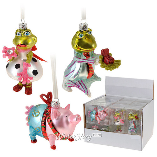 Елочная игрушка Модная Зверушка Лягушка-Жених 13 см, стекло, подвеска Koopman