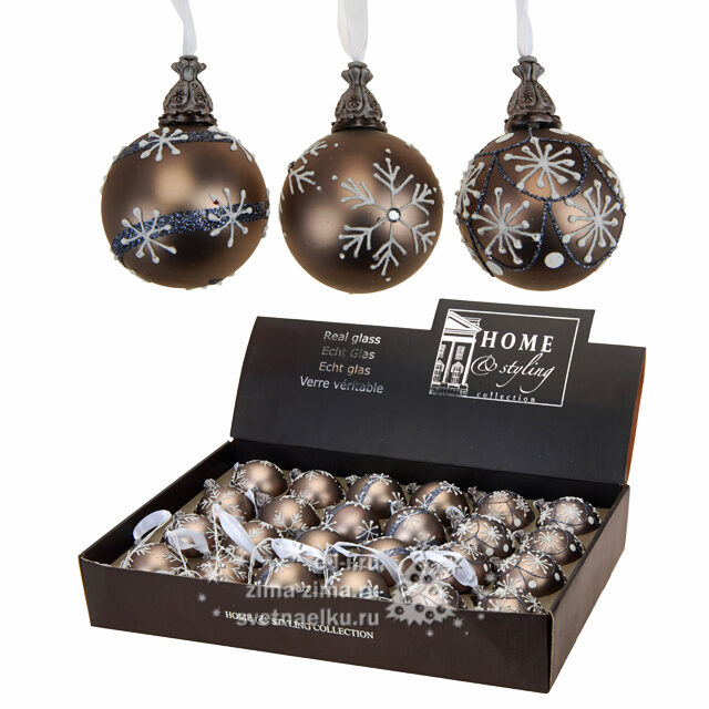 Набор стеклянных шаров Черная Жемчужина 6 см, 24 шт Koopman (Купман)