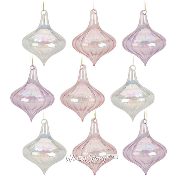 Набор стеклянных елочных игрушек Marollo Verdon 10 см, 12 шт, подвеска Koopman