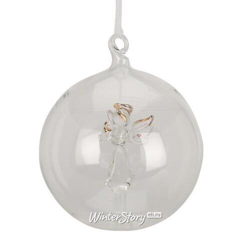 Стеклянный шар с композицией Ангел Аделла 8 см, подвеска Koopman