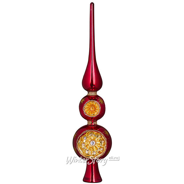Верхушка на елку Lanberis - Kate 30 см красная, стекло Koopman