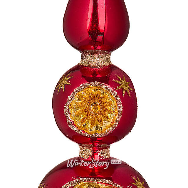 Верхушка на елку Lanberis - Kate 30 см красная, стекло Koopman
