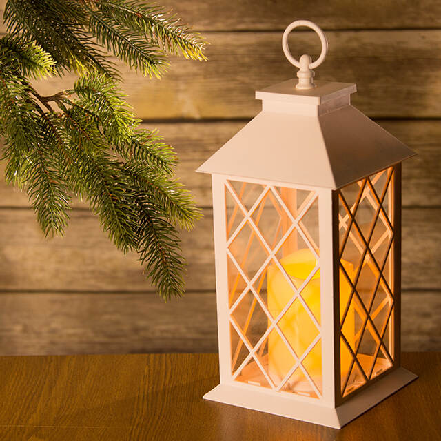 Фонарь Братья Гримм со светодиодной свечой, 29*14*14 см, белый, сеточка, батарейка Koopman (Купман)