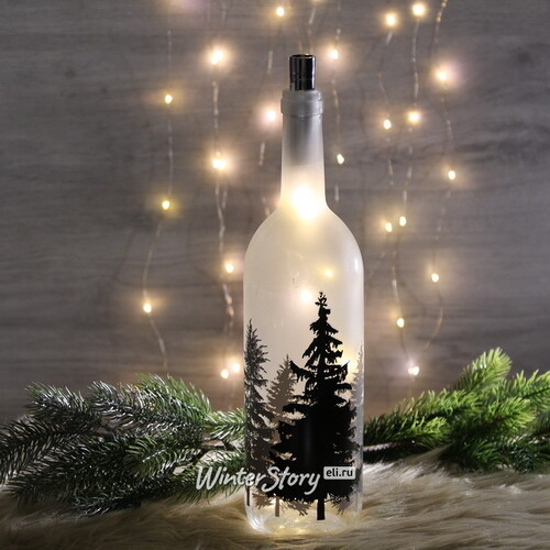 Светильник - бутылка Ночной Лес 35 см белая, на батарейках Koopman