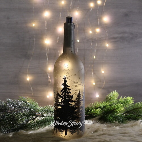 Светильник - бутылка Ночной Лес 35 см дымчатая, на батарейках Koopman