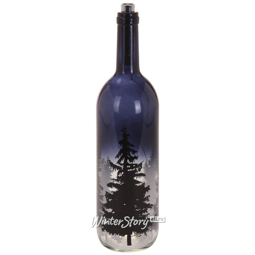 Светильник - бутылка Ночной Лес 35 см синяя на батарейках Koopman