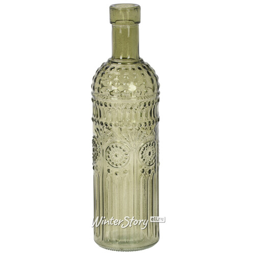 Стеклянная ваза - бутылка Dario 25 см оливковая Koopman
