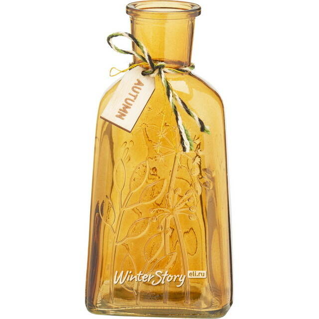 Стеклянная ваза-бутылка Veridian Bloom 19 см охровая Koopman